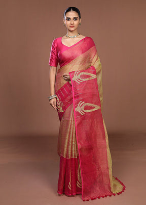 Pink Matka Silk Saree With Blouse Piece