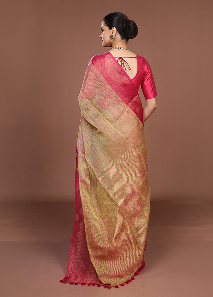 Pink Matka Silk Saree With Blouse Piece