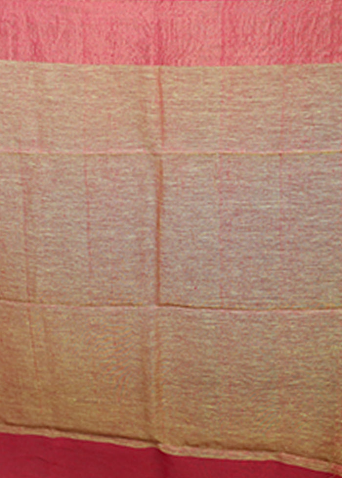 Pink Matka Silk Saree With Blouse Piece