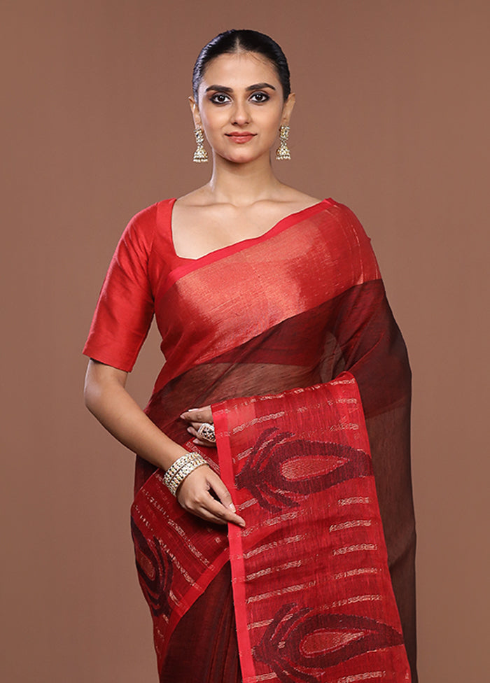 Red Matka Silk Saree With Blouse Piece