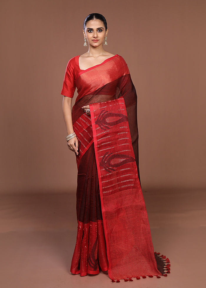 Red Matka Silk Saree With Blouse Piece