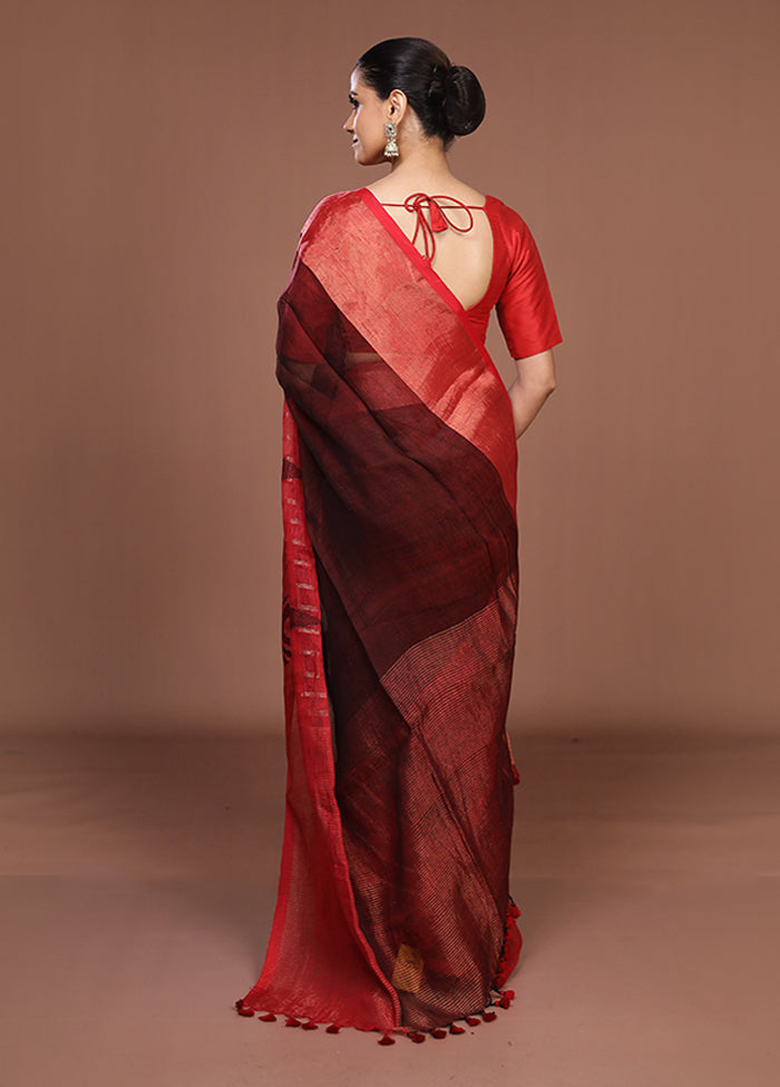 Red Matka Silk Saree With Blouse Piece