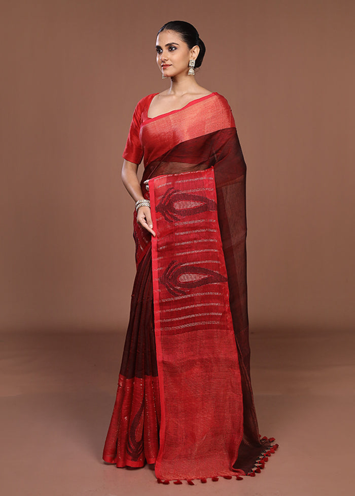 Red Matka Silk Saree With Blouse Piece