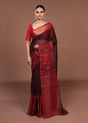Red Matka Silk Saree With Blouse Piece