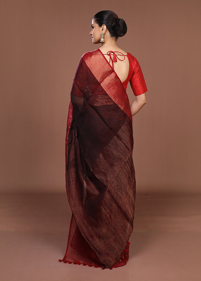 Red Matka Silk Saree With Blouse Piece