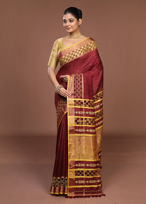 Purple Handloom Matka Pure Silk Saree With Blouse Piece
