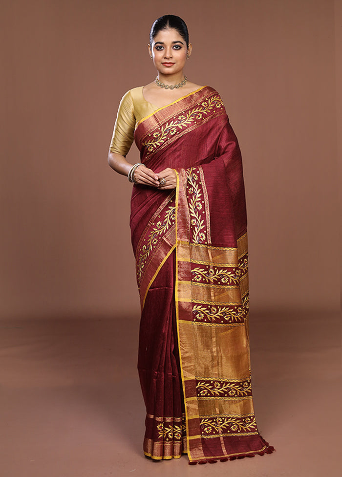 Cream Handloom Matka Pure Silk Saree With Blouse Piece
