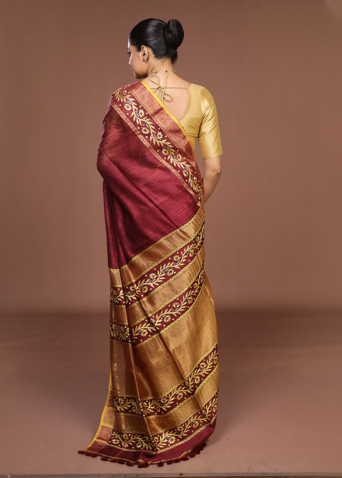 Cream Handloom Matka Pure Silk Saree With Blouse Piece