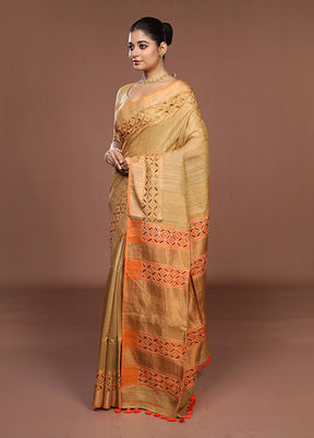 Purple Handloom Matka Pure Silk Saree With Blouse Piece