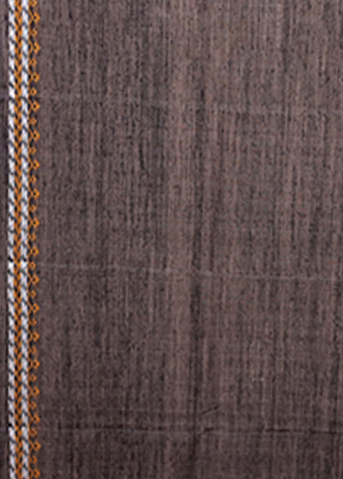 Grey Handloom Matka Pure Silk Saree With Blouse Piece