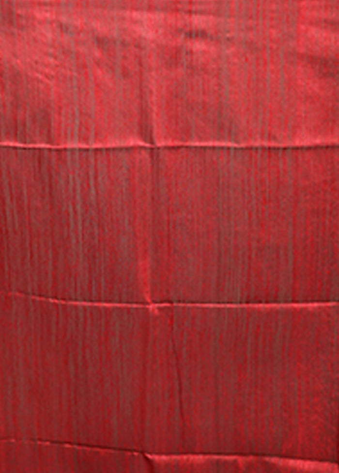 Red Handloom Matka Pure Silk Saree With Blouse Piece