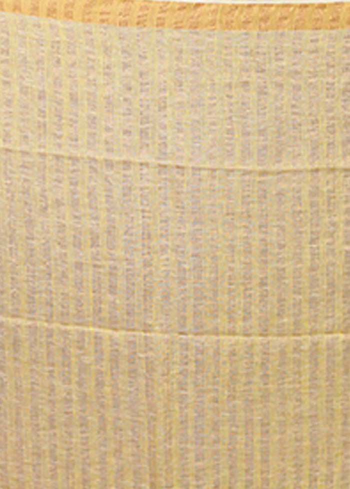 Cream Handloom Matka Pure Silk Saree With Blouse Piece