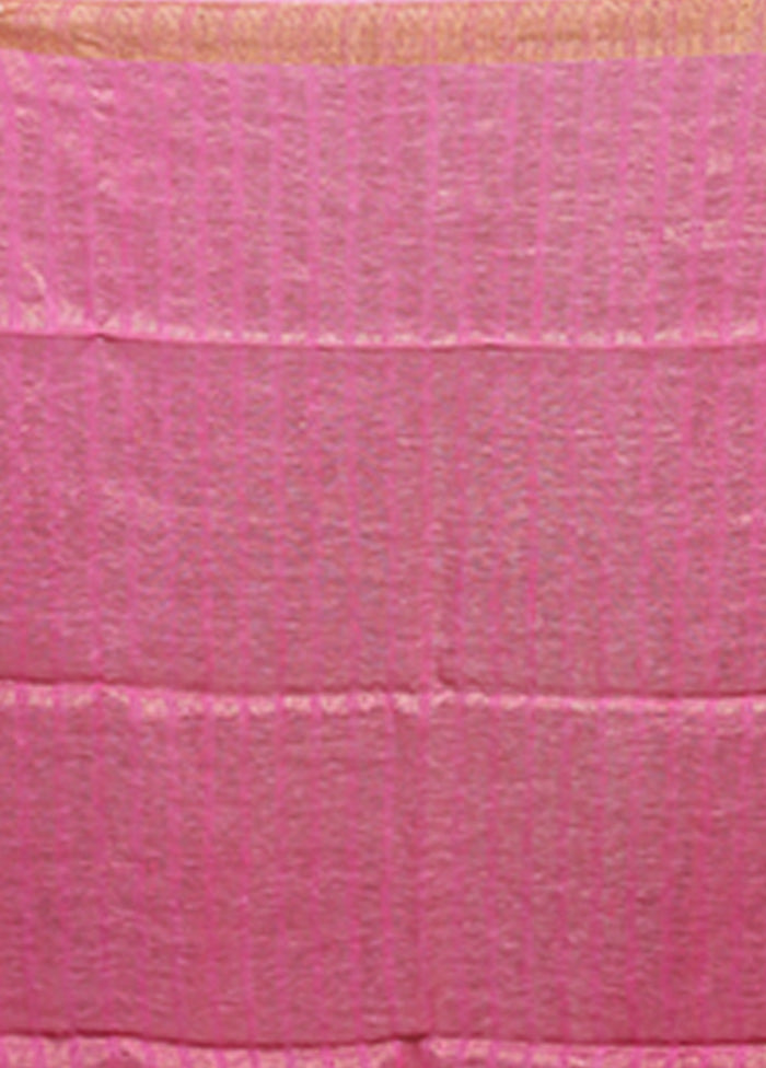 Pink Handloom Matka Pure Silk Saree With Blouse Piece