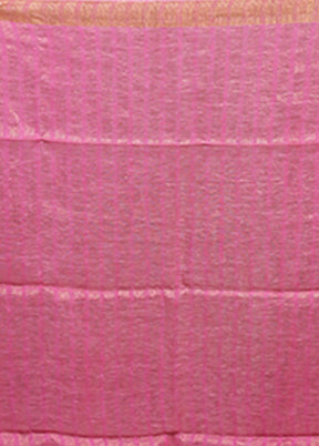 Pink Handloom Matka Pure Silk Saree With Blouse Piece
