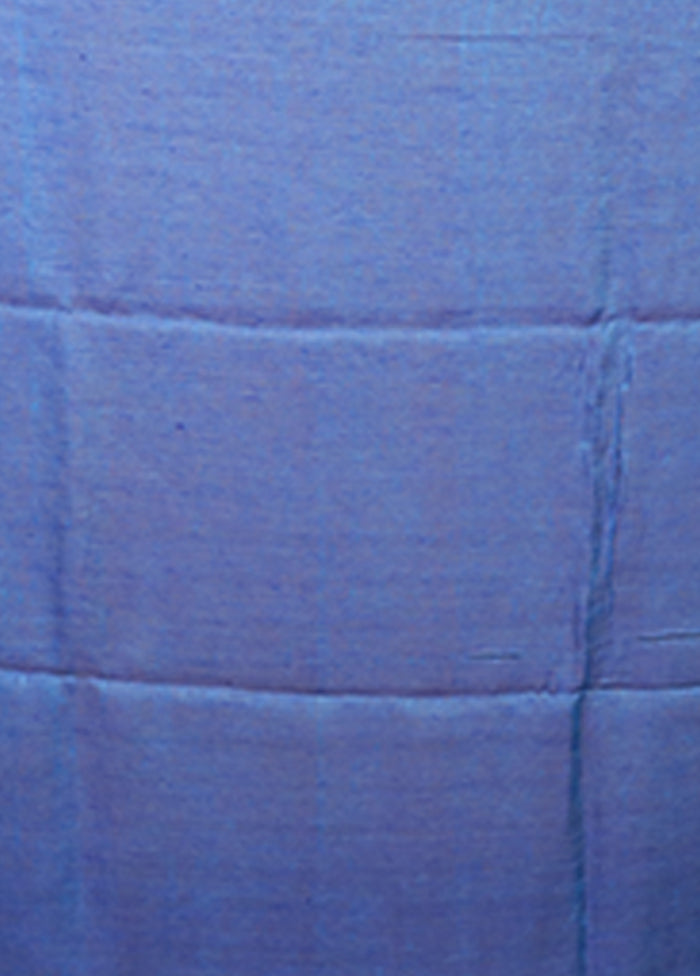 Blue Handloom Matka Pure Silk Saree With Blouse Piece