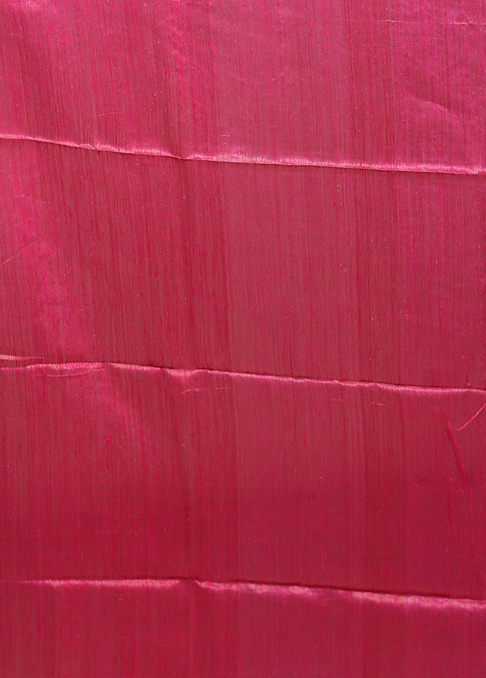 Pink Handloom Matka Pure Silk Saree With Blouse Piece
