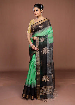 Black Handloom Matka Pure Silk Saree With Blouse Piece