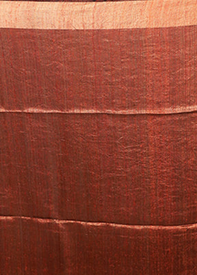 Rust Handloom Matka Pure Silk Saree With Blouse Piece