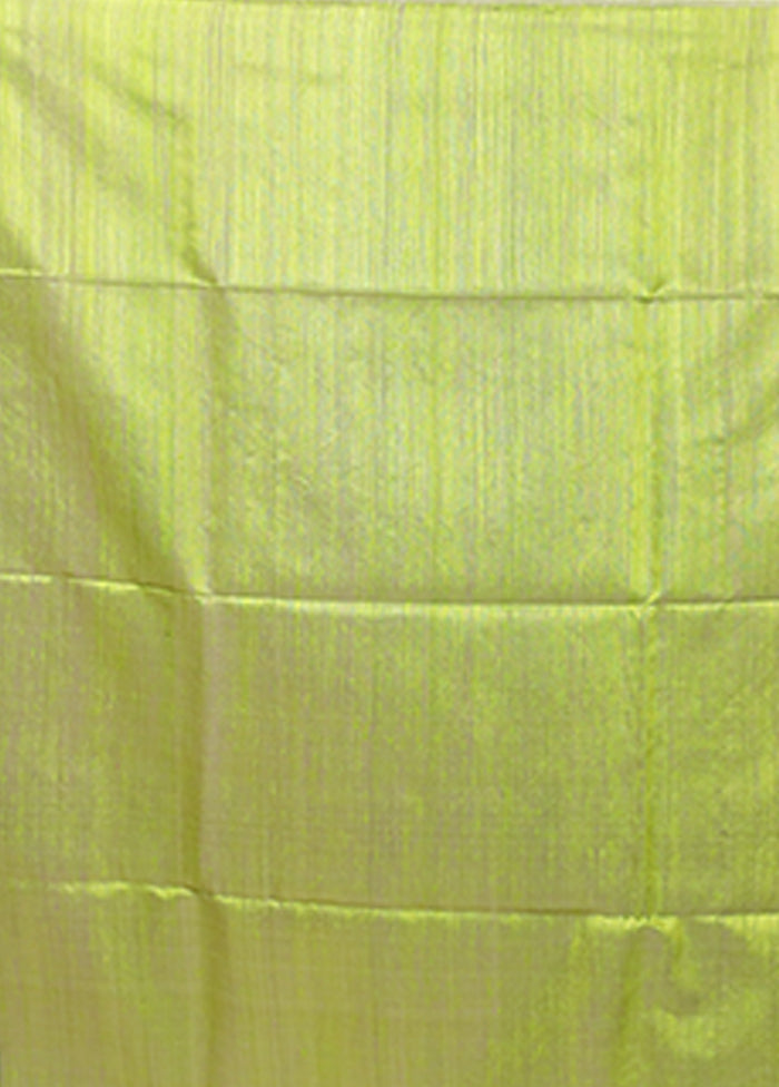 Green Handloom Matka Pure Silk Saree With Blouse Piece