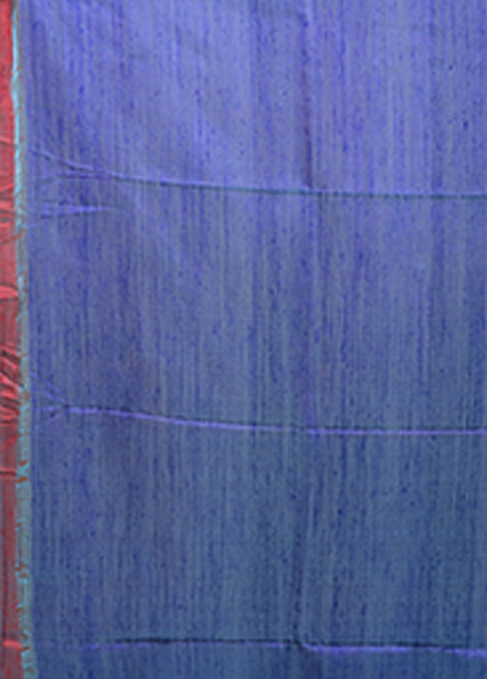 Blue Handloom Matka Pure Silk Saree With Blouse Piece