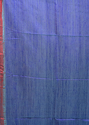 Blue Handloom Matka Pure Silk Saree With Blouse Piece