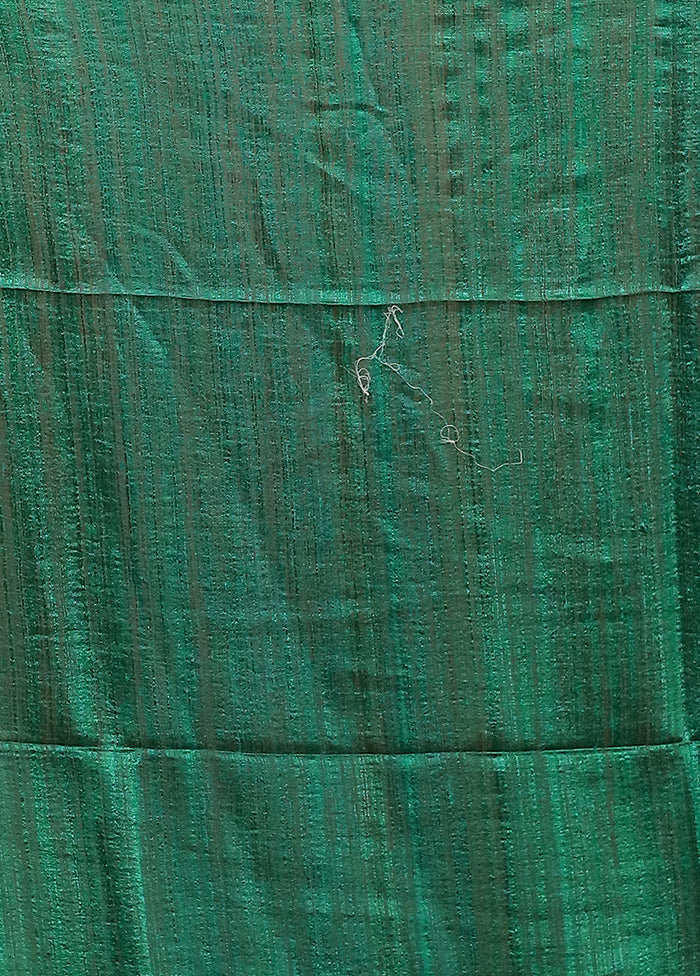 Green Handloom Matka Pure Silk Saree With Blouse Piece
