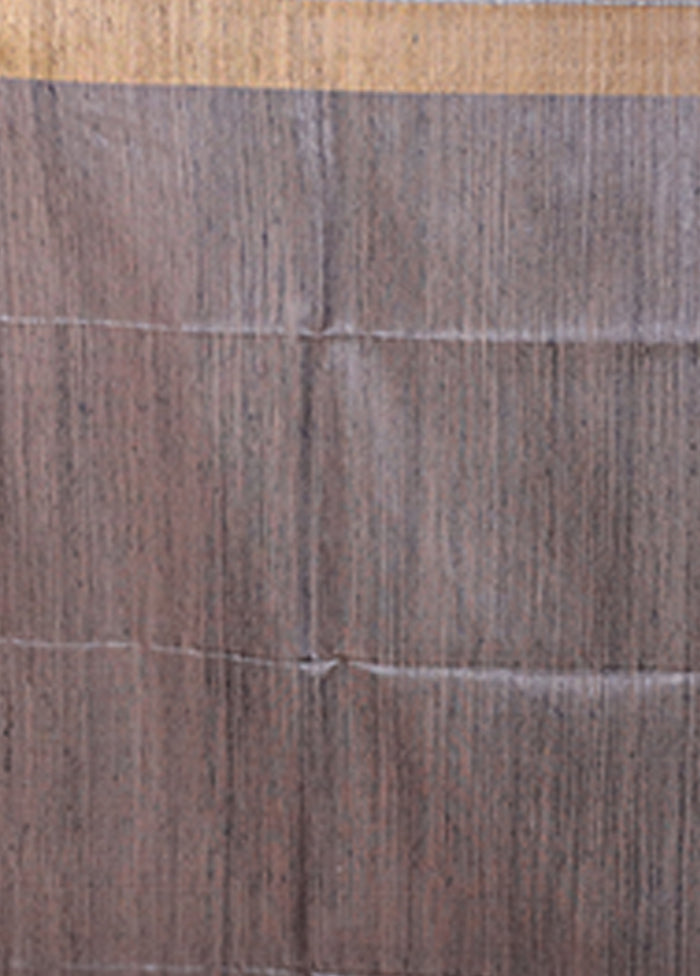 Grey Handloom Matka Pure Silk Saree With Blouse Piece