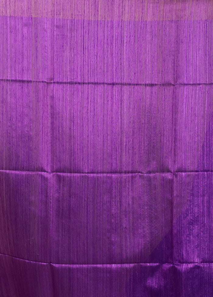 Purple Handloom Matka Pure Silk Saree With Blouse Piece