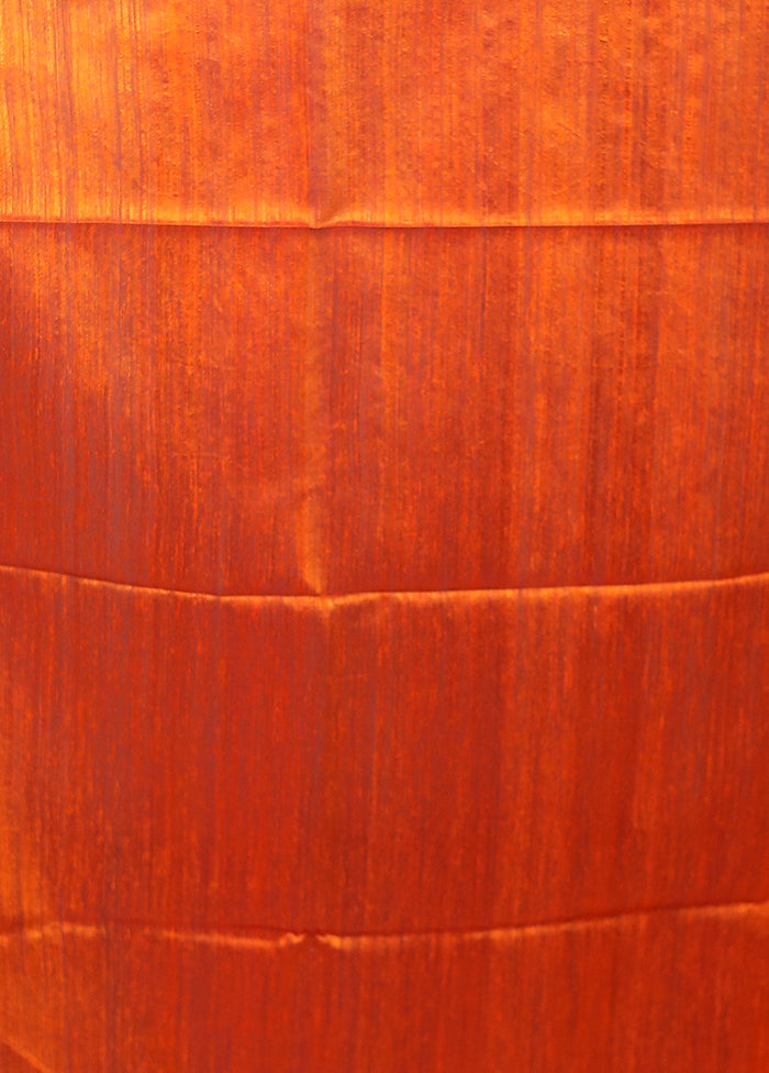 Rust Handloom Matka Pure Silk Saree With Blouse Piece