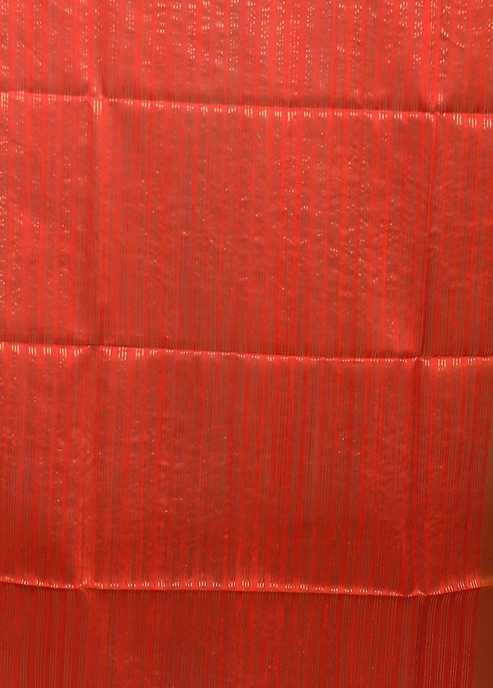 Rust Handloom Matka Pure Silk Saree With Blouse Piece
