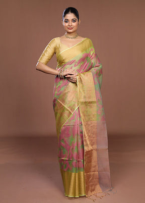 Green Handloom Matka Pure Silk Saree With Blouse Piece