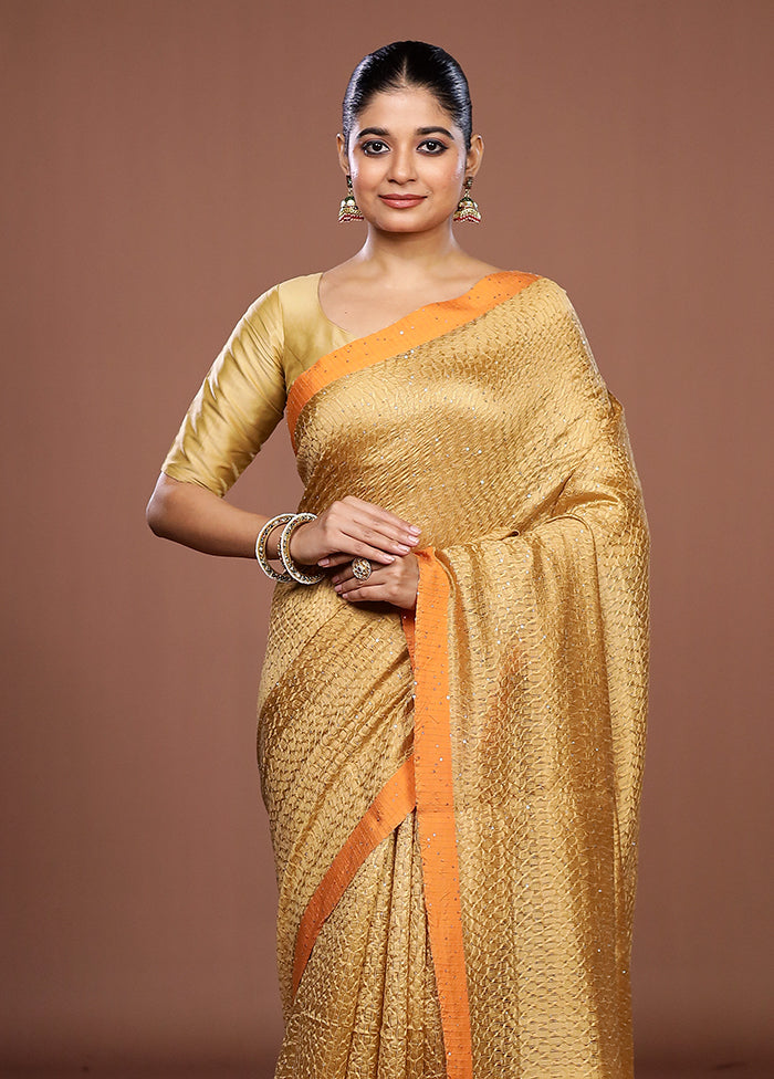 Cream Handloom Matka Pure Silk Saree With Blouse Piece