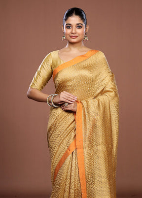 Cream Handloom Matka Pure Silk Saree With Blouse Piece