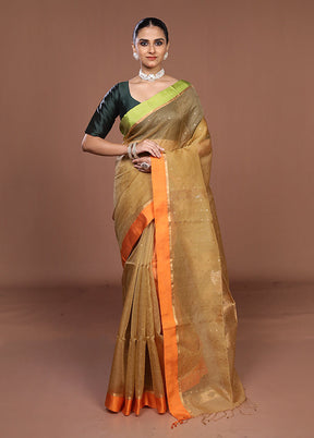 Cream Handloom Matka Pure Silk Saree With Blouse Piece