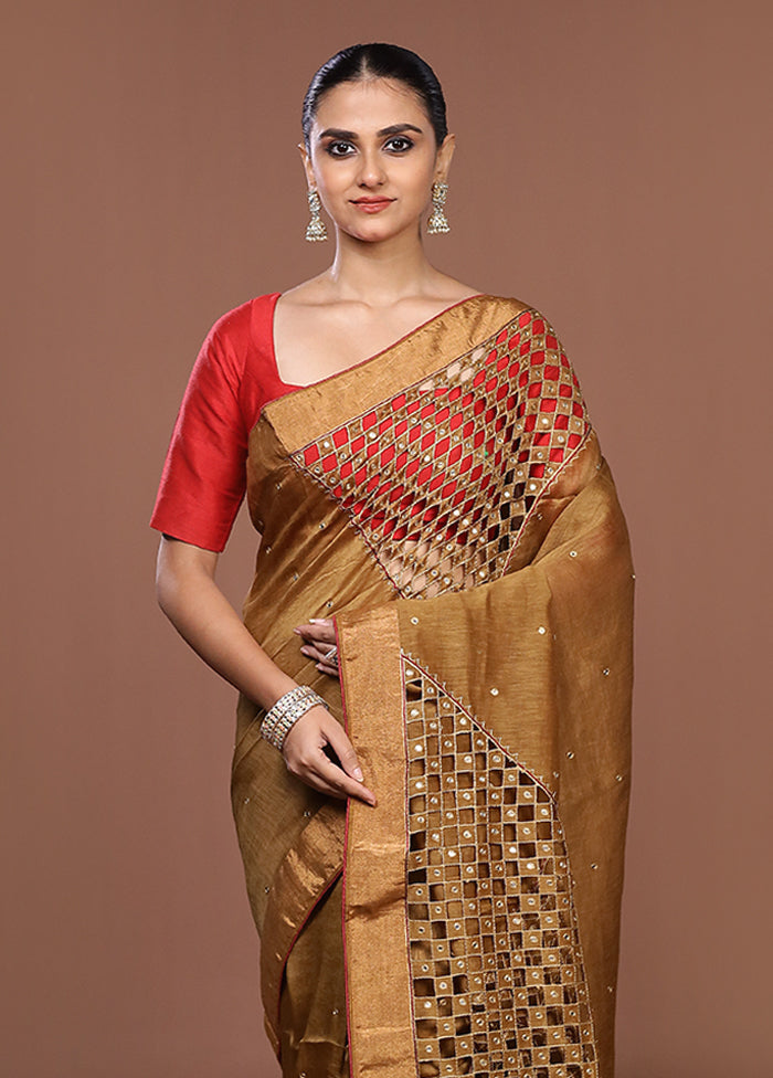 Cream Handloom Matka Pure Silk Saree With Blouse Piece
