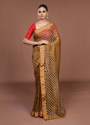 Cream Handloom Matka Pure Silk Saree With Blouse Piece