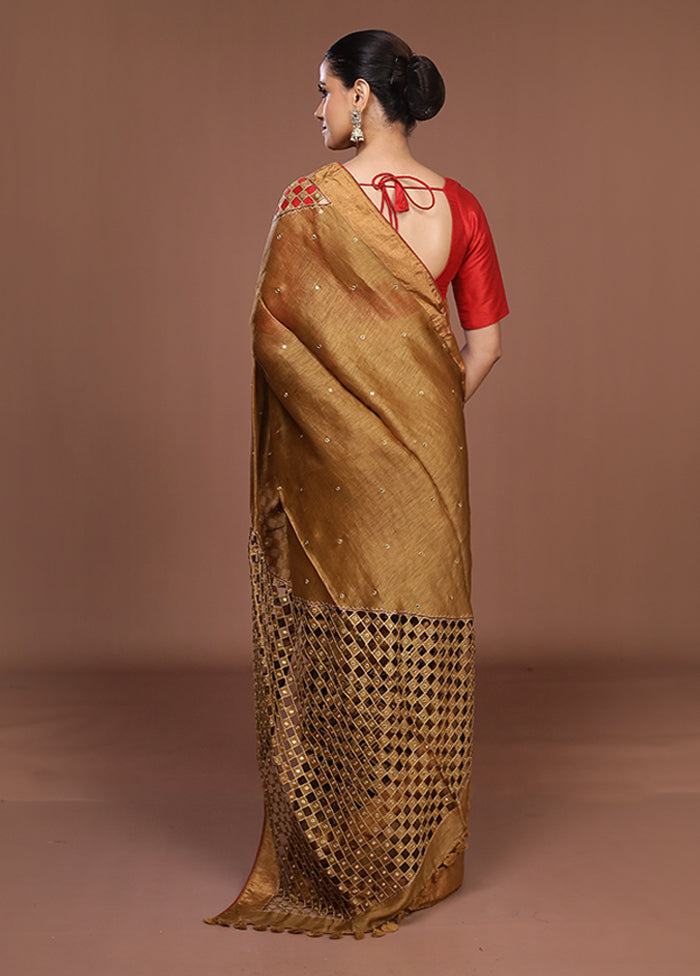 Cream Handloom Matka Pure Silk Saree With Blouse Piece