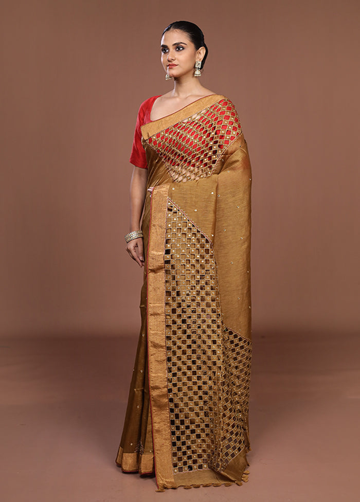 Cream Handloom Matka Pure Silk Saree With Blouse Piece