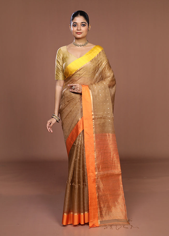 Cream Handloom Matka Pure Silk Saree With Blouse Piece
