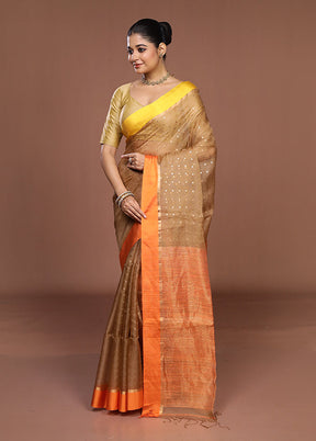 Cream Handloom Matka Pure Silk Saree With Blouse Piece