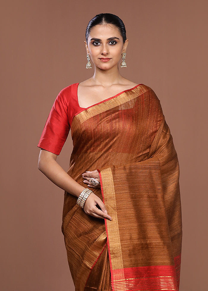 Cream Handloom Matka Pure Silk Saree With Blouse Piece