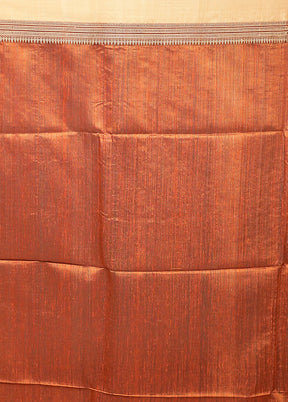 Rust Handloom Matka Pure Silk Saree With Blouse Piece