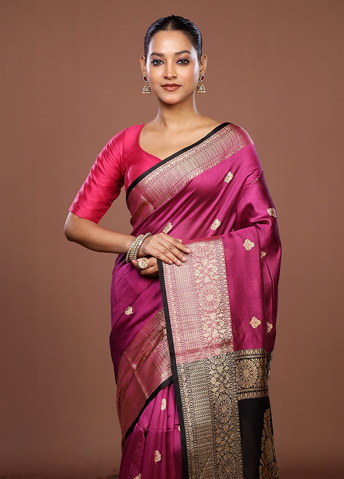 Pink Handloom Matka Pure Silk Saree With Blouse Piece