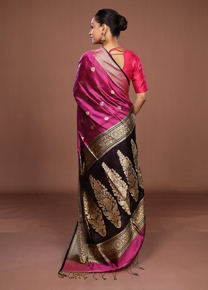 Pink Handloom Matka Pure Silk Saree With Blouse Piece