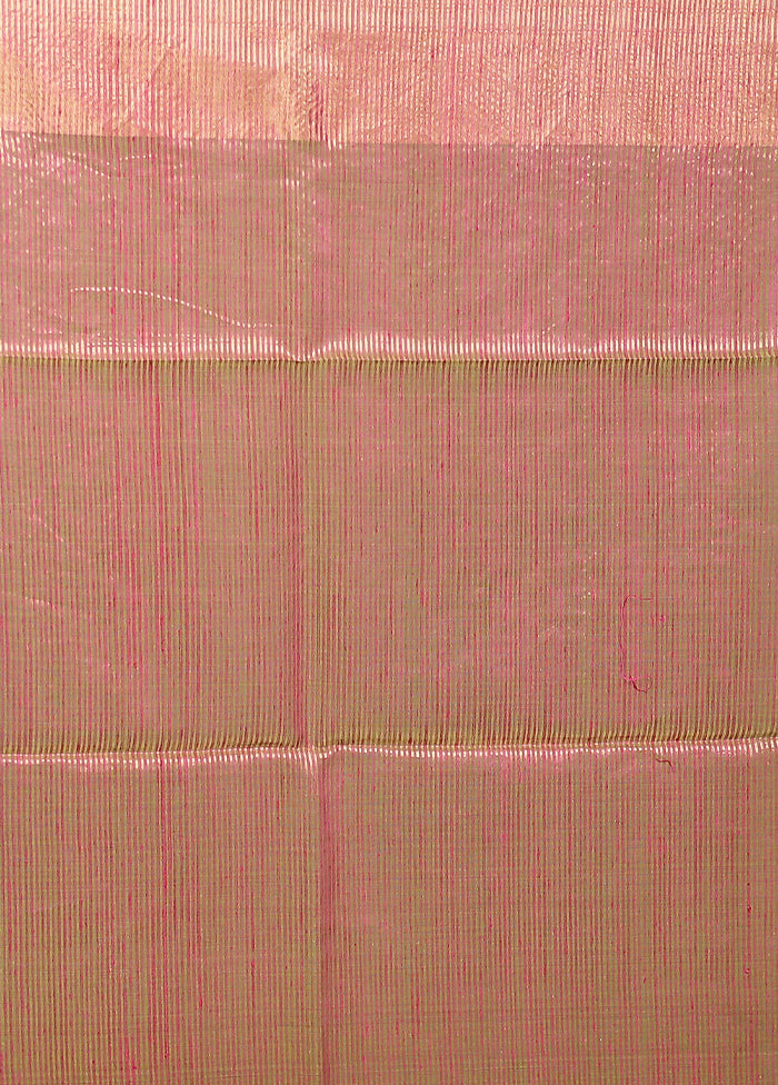 Pink Handloom Matka Pure Silk Saree With Blouse Piece