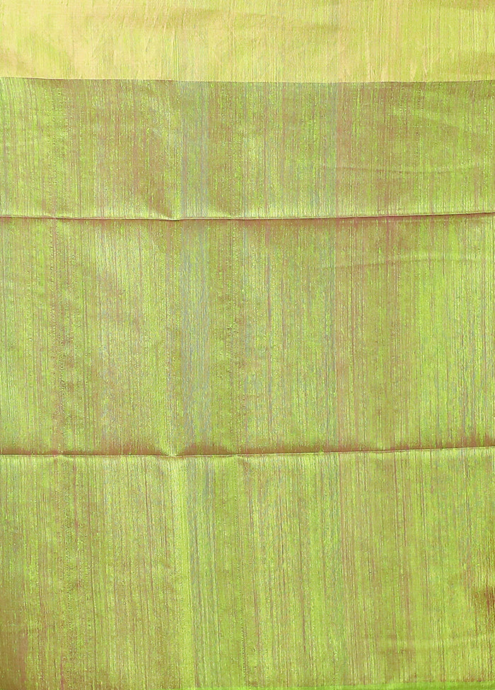Green Handloom Matka Pure Silk Saree With Blouse Piece