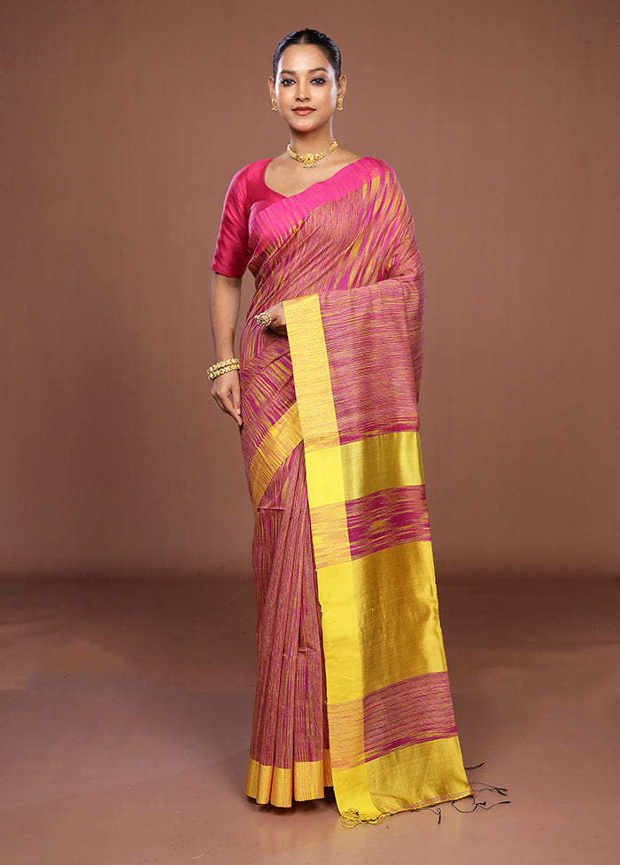 Pink Matka Silk Saree With Blouse Piece