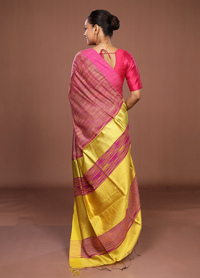 Pink Matka Silk Saree With Blouse Piece
