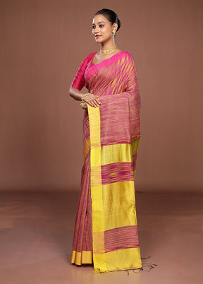 Pink Matka Silk Saree With Blouse Piece