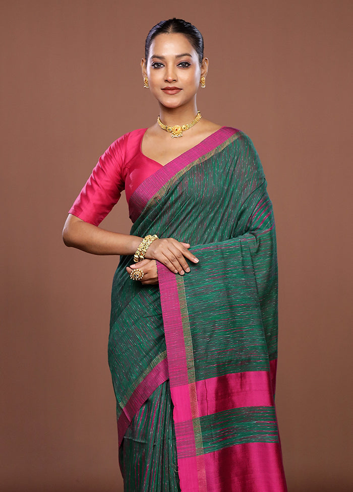 Green Matka Silk Saree With Blouse Piece
